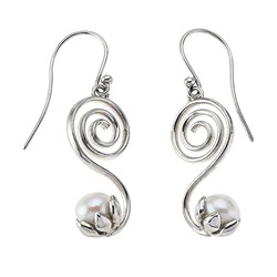 244018160042 Pendientes espiral con perla, 3,0 cm, rodinados | Marco Schreier