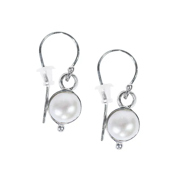 Pearl Earring, Round, 1.7 cm, rhodiniert | wholesaler gems & healing stones