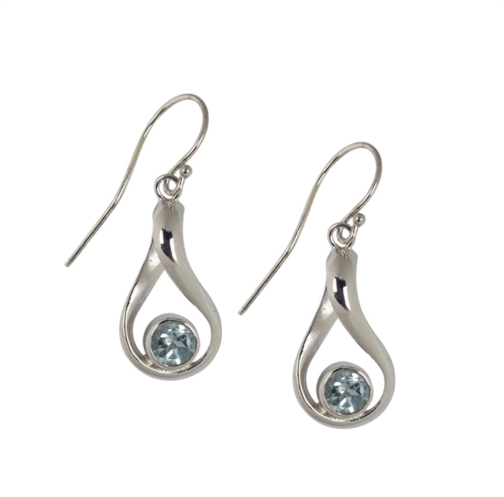 Earrings Topaz (blue), curved, 3.6 cm, rhodiniert | Marco Schreier