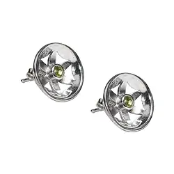 244018170028 Ohrstecker Blume mit Peridot, 1,4cm, rhodiniert | Marco Schreier