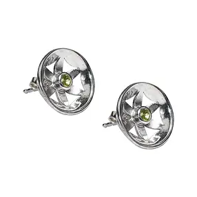 Clous d'oreilles fleur avec Péridot, 1,4cm, rhodié | Marco Schreier