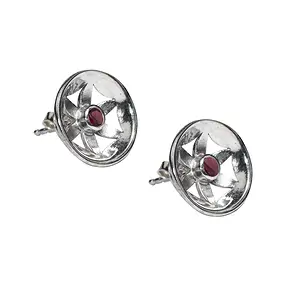 Earstuds garnet (3mm), flower, 1.4cm, rhodiniert | Marco Schreier