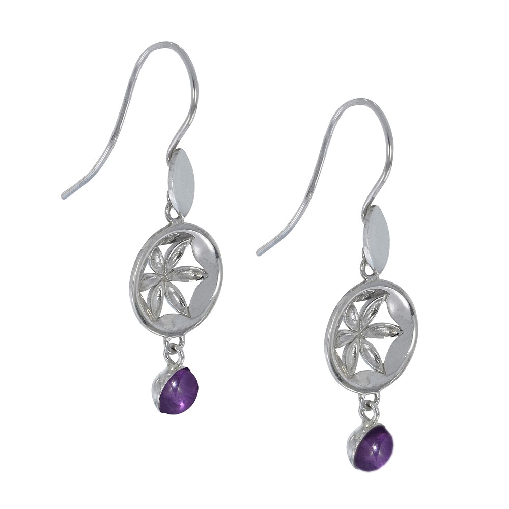 Orecchini "Fiore" con ametista, 4,2 cm, rodiati | Marco Schreier