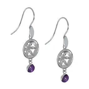 Ohrhänger "Blume" mit Amethyst, 4,2cm, rhodiniert | Marco Schreier