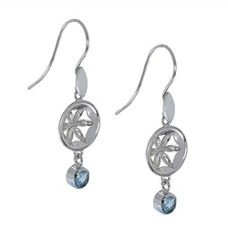 244018170033 Ohrhänger "Blume" Topas (blau), 4,2cm, rhodiniert | Marco Schreier