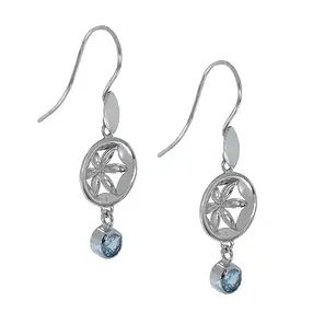 Earring "Flower" Topaz (blue), 4.2cm, rhodiniert | Marco Schreier
