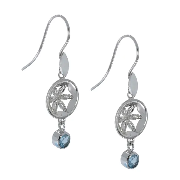 Earring "Flower" Topaz (blue), 4.2cm, rhodiniert | Marco Schreier