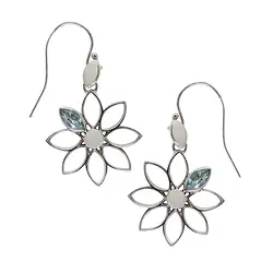 244018170034 Earrings "Flower" topaz blue, 4.3 cm, rhodiniert | Marco Schreier