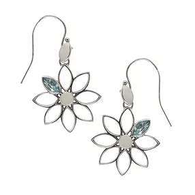 Pendientes "Flor" topacio azul, 4,3 cm, rodinados | Marco Schreier