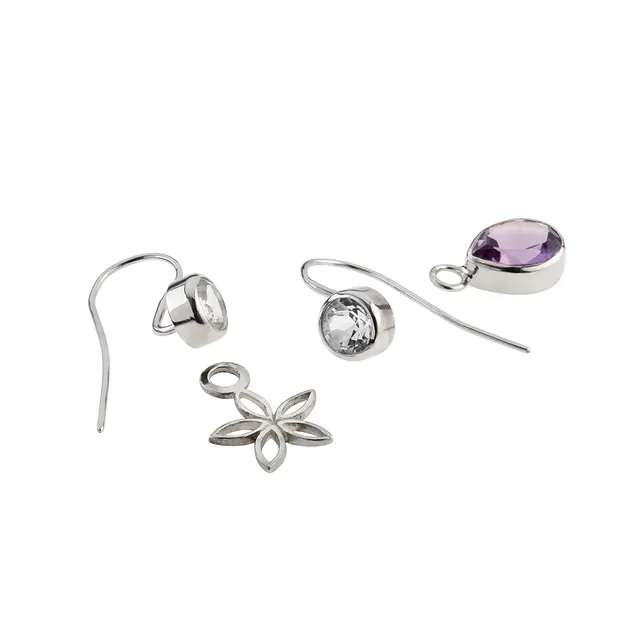 Earrings for interchangeable components, silver with topaz | Marco Schreier