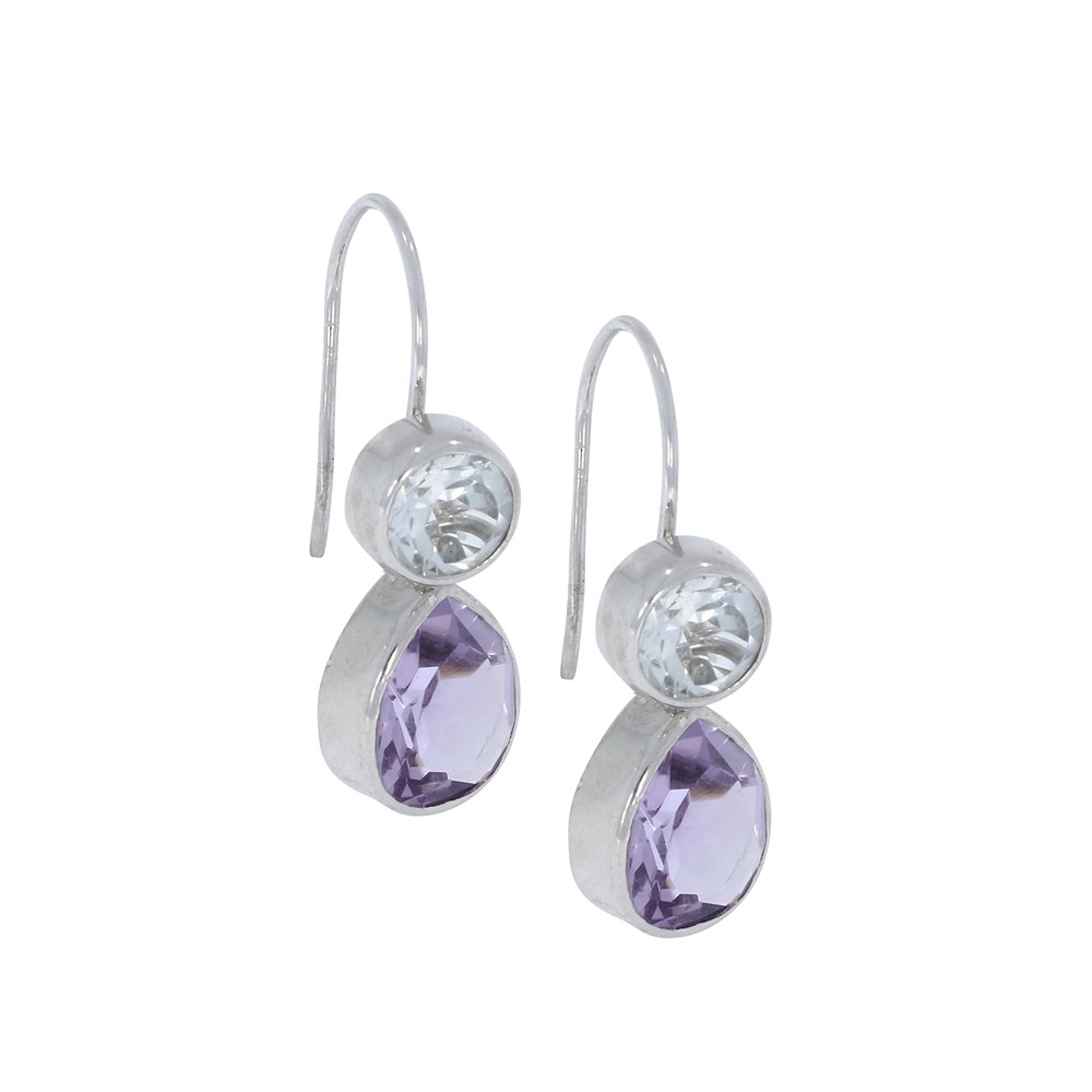 Earrings for interchangeable components, silver with topaz | Marco Schreier