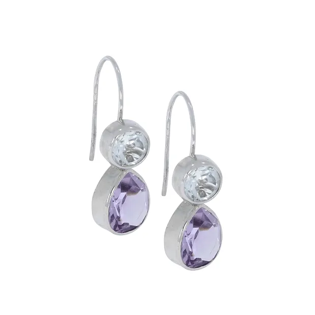 Earrings for interchangeable components, silver with topaz | Marco Schreier