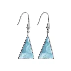 244018200032 Ohrhänger Larimar-Dreiecke, 4,1cm, rhodiniert | Edelsteine, Heilsteine & Schmuck