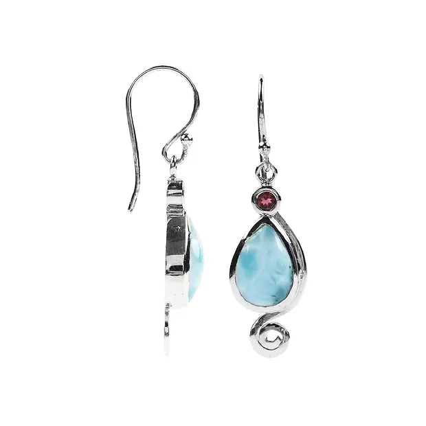 Ohrhänger Larimar Tropfen facettiert, 4,0cm, rhodiniert | Marco Schreier