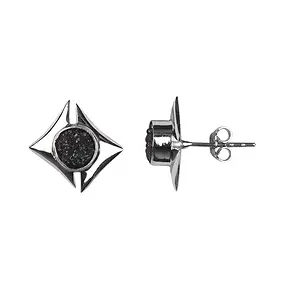 Earstuds Druzy (black) in square setting, 1.5 cm, rhodiniert | Marco Schreier