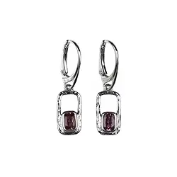 244018200169 Boucles d'oreilles avec crochets en tourmaline rose rectangle, 3,5cm, rhodié | Marco Schreier