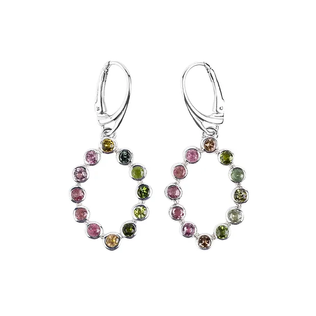 Pendientes de Turmalina (coloreada), ovalados, 4,4 cm, rodinados | Marco Schreier