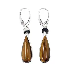 244018210055 Earrings Tiger's Eye drop (25 x 10mm), 5.0cm, rhodiniert | Marco Schreier