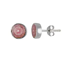 244018210058 Clous d'oreilles en rhodochrosite, coupes transversales, 0,8cm, rhodié | Marco Schreier
