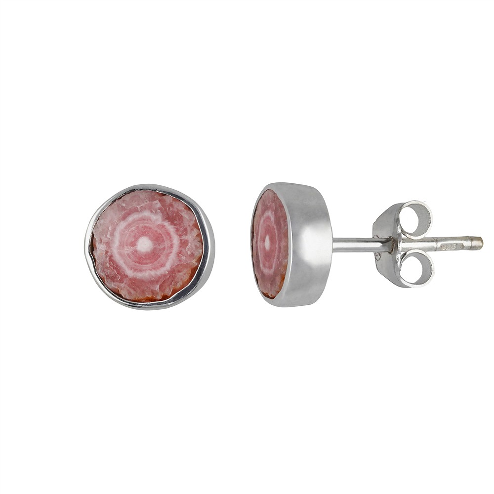 Earstuds Rhodochrosite, cross-sections, 0.8cm, rhodiniert | Marco Schreier