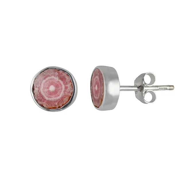 Ohrstecker Rhodochrosit, Querschnitte, 0,8cm, rhodiniert | Marco Schreier