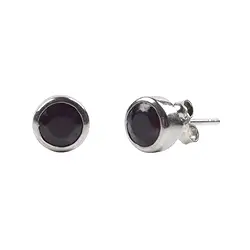 244018210066 Ohrstecker Schörl (6mm) rund facettiert, rhodiniert | Marco Schreier