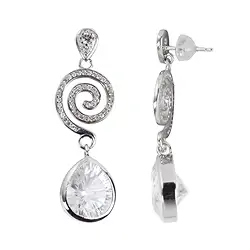 244018210068 Rock Crystal Earstuds, drop (13 x 10mm) Concave Cut, 4,2cm, rhodiniert | Marco Schreier