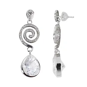 Rock Crystal earstuds, drop, concave cut, 4.2cm, rhodiniert | Marco Schreier