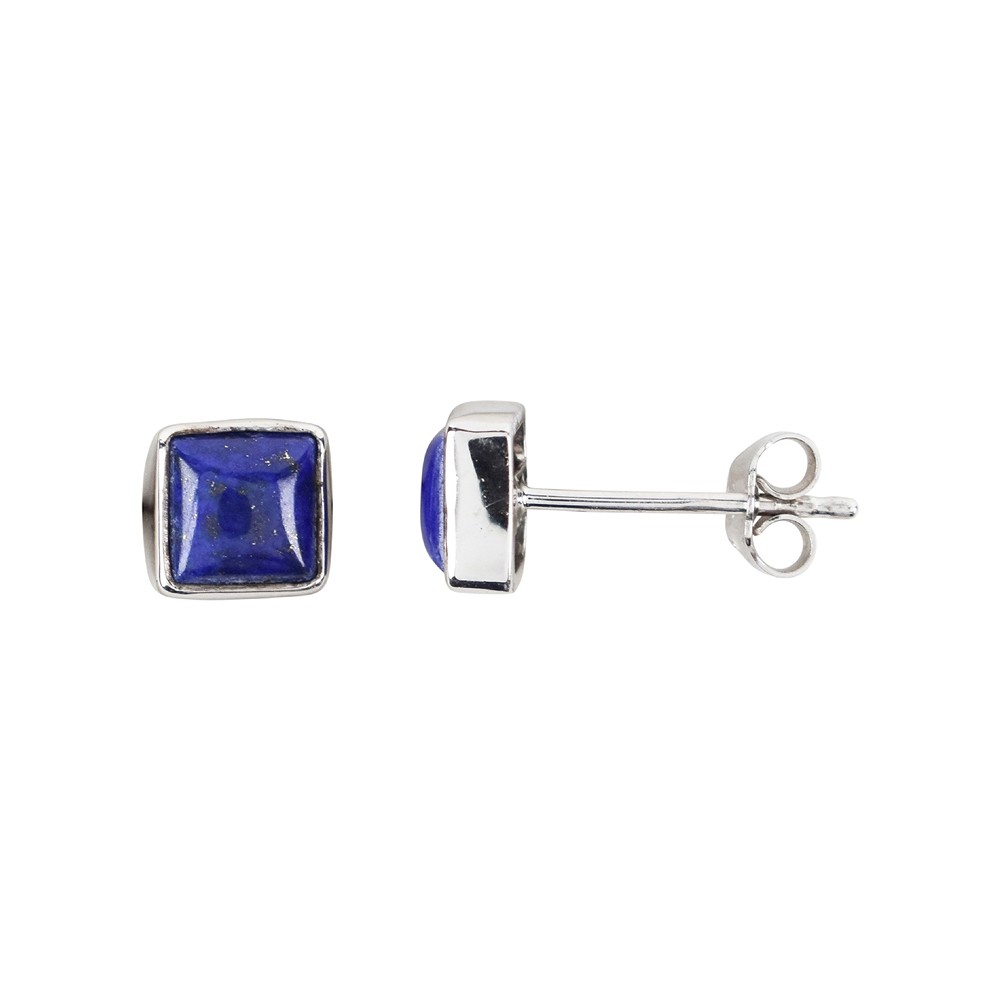 Earstuds lapis lazuli square, 0.75 cm, rhodiniert | Marco Schreier