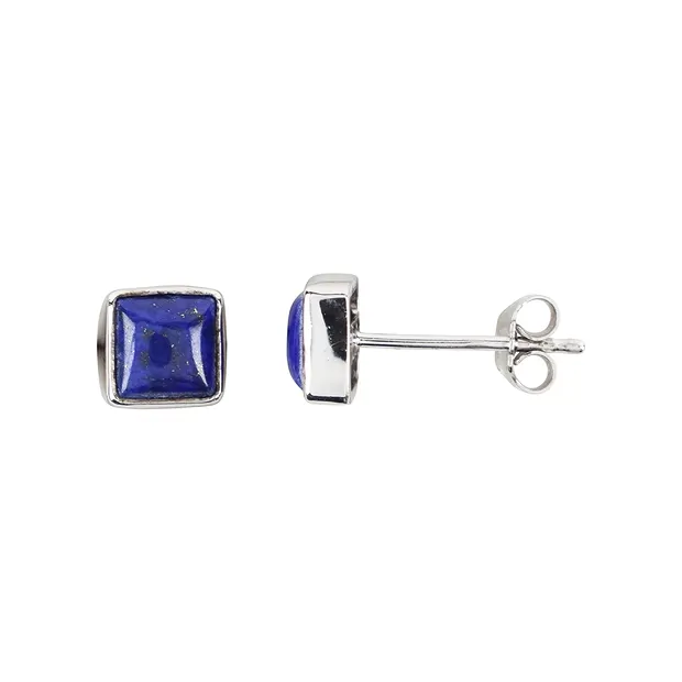 Earstuds lapis lazuli square, 0.75 cm, rhodiniert | Marco Schreier