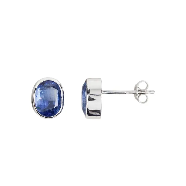 Ohrstecker Disthen oval facettiert, 1,0cm, rhodiniert | Marco Schreier