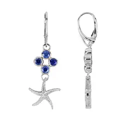 244018210162 Pendientes estrella de mar, Cianita facetada, 5,0 cm, rodinada | Marco Schreier