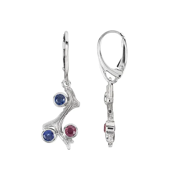 Pendientes Cianita (azul), Turmalina (rosa), 4,1 cm, rodinados | Marco Schreier