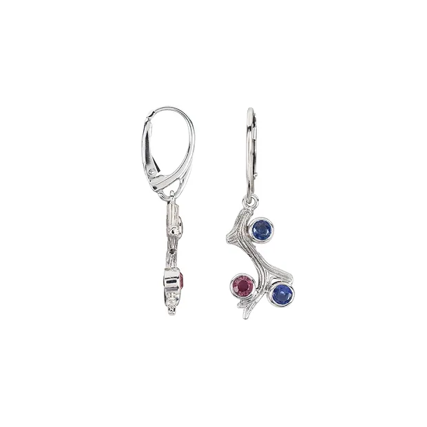 Boucles d'oreilles avec crochets, Disthène (bleue), Tourmaline (rose), 4,1cm, rhodié | Marco Schreier