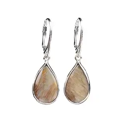 244018210321 Petrified wood drop earrings, 4.0 cm, rhodiniert | Marco Schreier