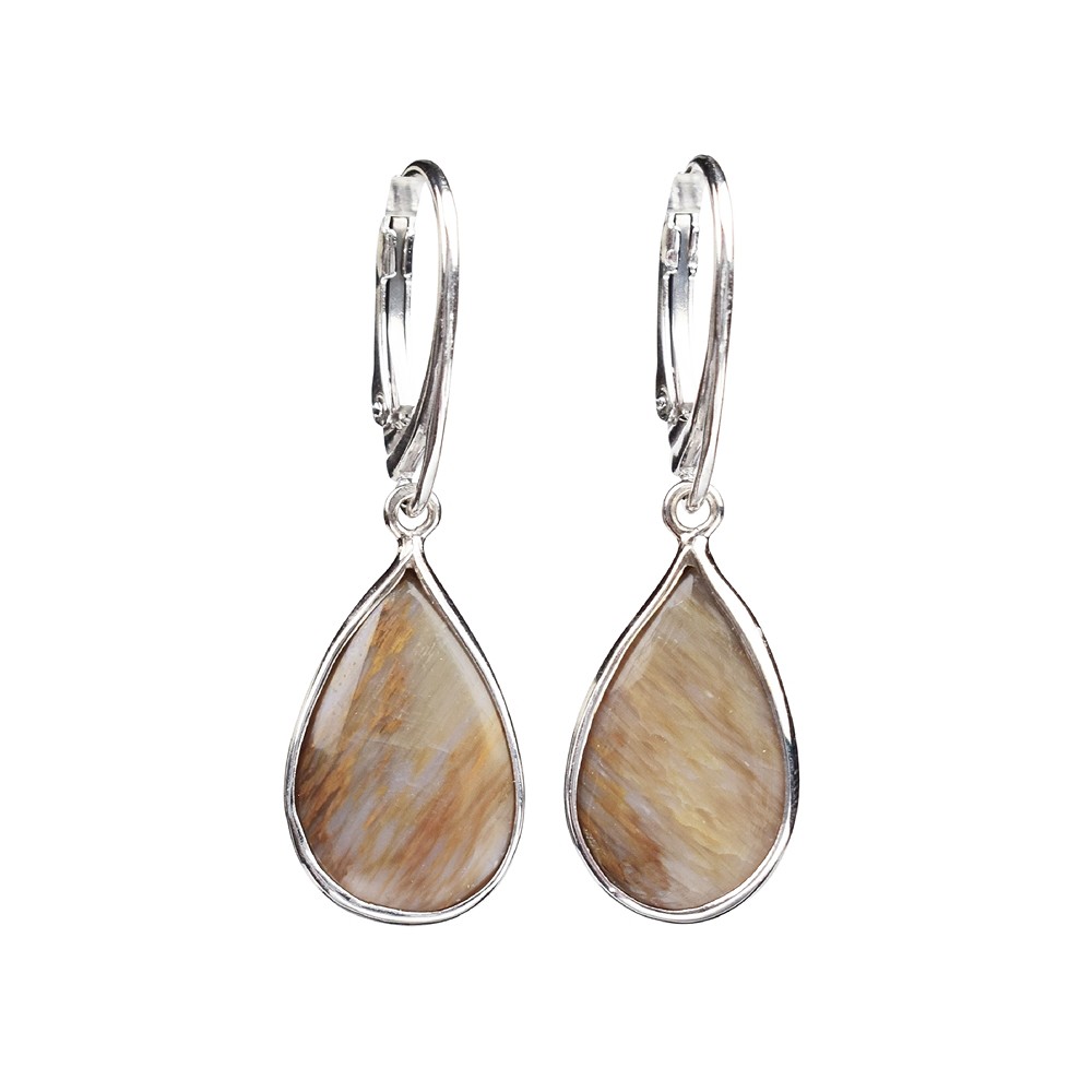 Boucles d'oreilles avec crochets en Bois silicofié, 4,0cm, rhodié | Marco Schreier