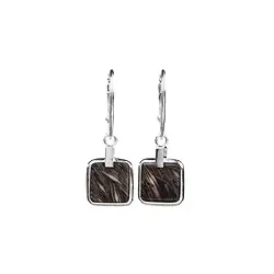 244018210323 Boucles d'oreilles Agate de prairie (fossile végétal) carrés, 3,5cm, rhodié | Marco Schreier