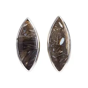 Earstuds Prairie Agate Marquise (20 x 8mm), 2.2cm, rhodiniert | Marco Schreier