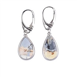 244018210337 Earrings Maligano jasper drop (18 x 10mm), 4.2cm, rhodiniert | Marco Schreier