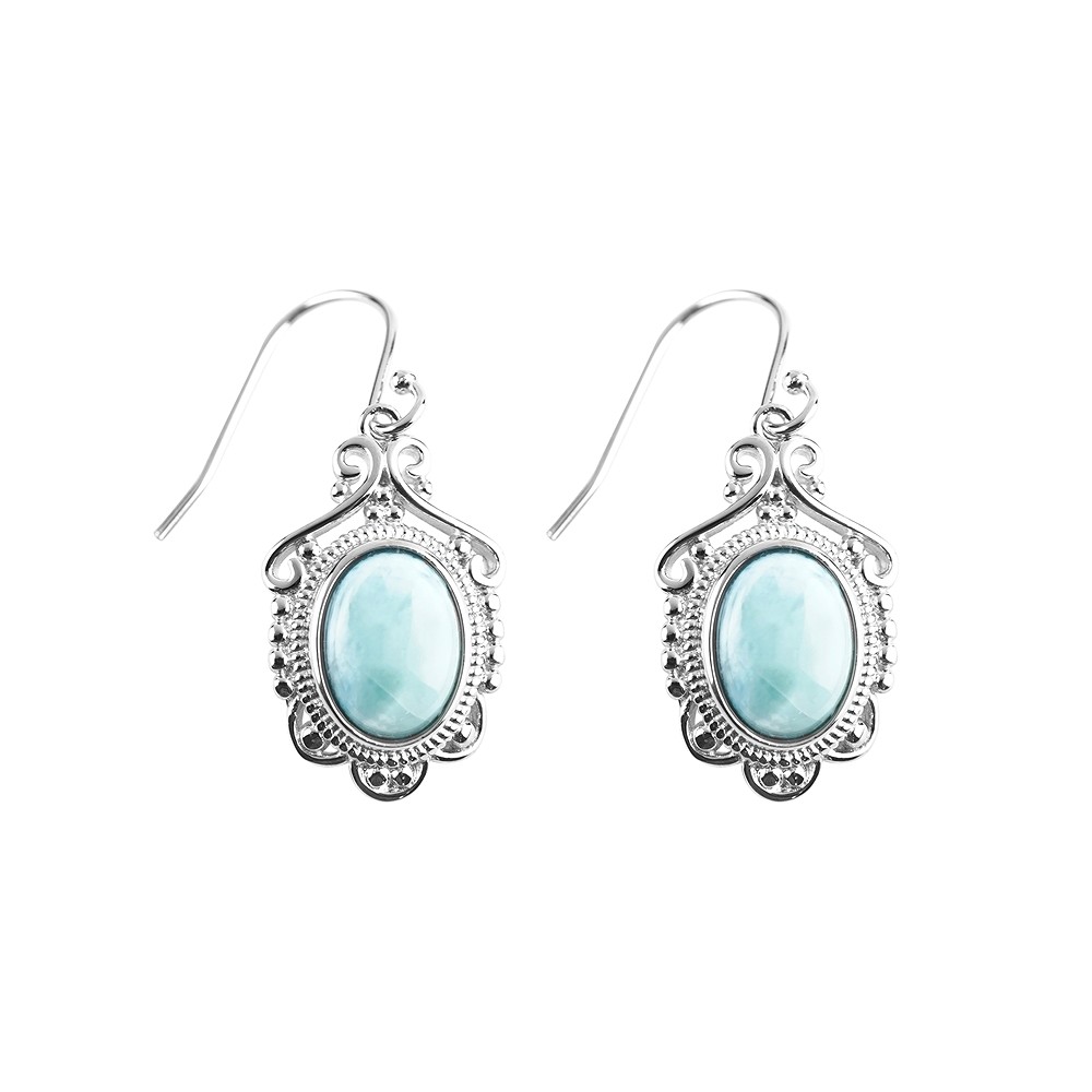 Pendientes Larimar ovalado (11 x 9 mm), 3,5 cm, rodinado | Marco Schreier