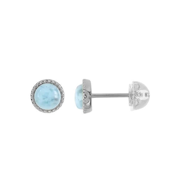 Pendientes de Larimar redondos (5 mm), 0,7 cm, rodiados | Marco Schreier