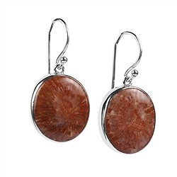 244018220101 Earrings horn coral, oval (15 x 12mm), 2.8cm, rhodiniert | Marco Schreier