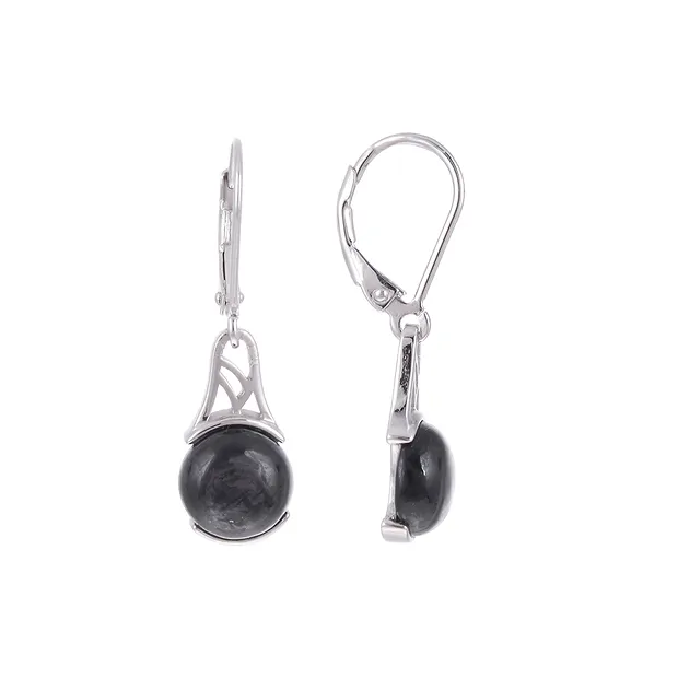 Boucles d'oreilles avec crochets, rond (8mm), 2,7cm, rhodié | Marco Schreier