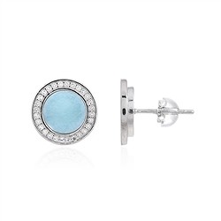 244018230171 Clous d'oreilles Larimar rond (8mm), Topaze facetté, 1,2cm, rhodié | Marco Schreier