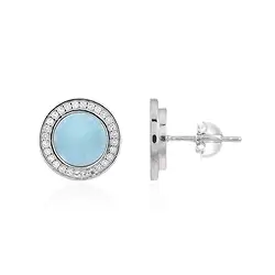244018230171 Ohrstecker Larimar rund (8mm), Topas facettiert, 1,2cm, rhodiniert | Marco Schreier