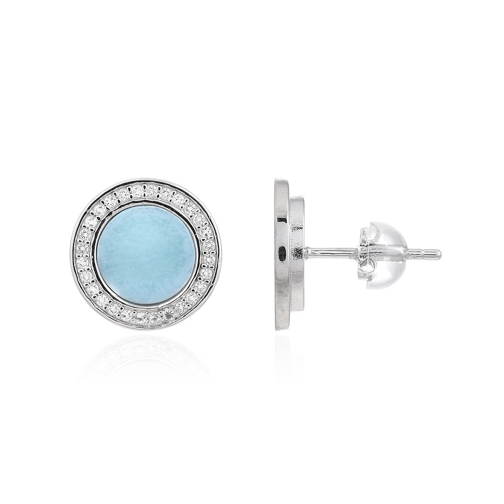 Clous d'oreilles Larimar rond (8mm), Topaze facetté, 1,2cm, rhodié | Marco Schreier