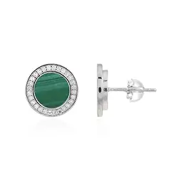 244018230172 Ohrstecker Malachit rund (8mm), Topas facettiert, 1,2cm, rhodiniert | Marco Schreier
