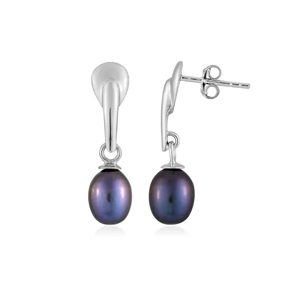 Earstuds pearl petrol (8 x 10mm), 3.0cm, rhodiniert | Marco Schreier