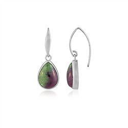 244018240051 Boucles d&#x27;oreilles avec Zo&#xEF;site et Rubis, goutte (14 x 11mm), 3,1cm, rhodi&#xE9; | Marco Schreier
