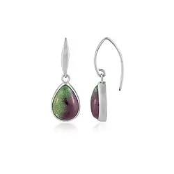 244018240051 Earrings Zoisite with Ruby, drop (14 x 11mm), 3.1cm, rhodiniert | Marco Schreier